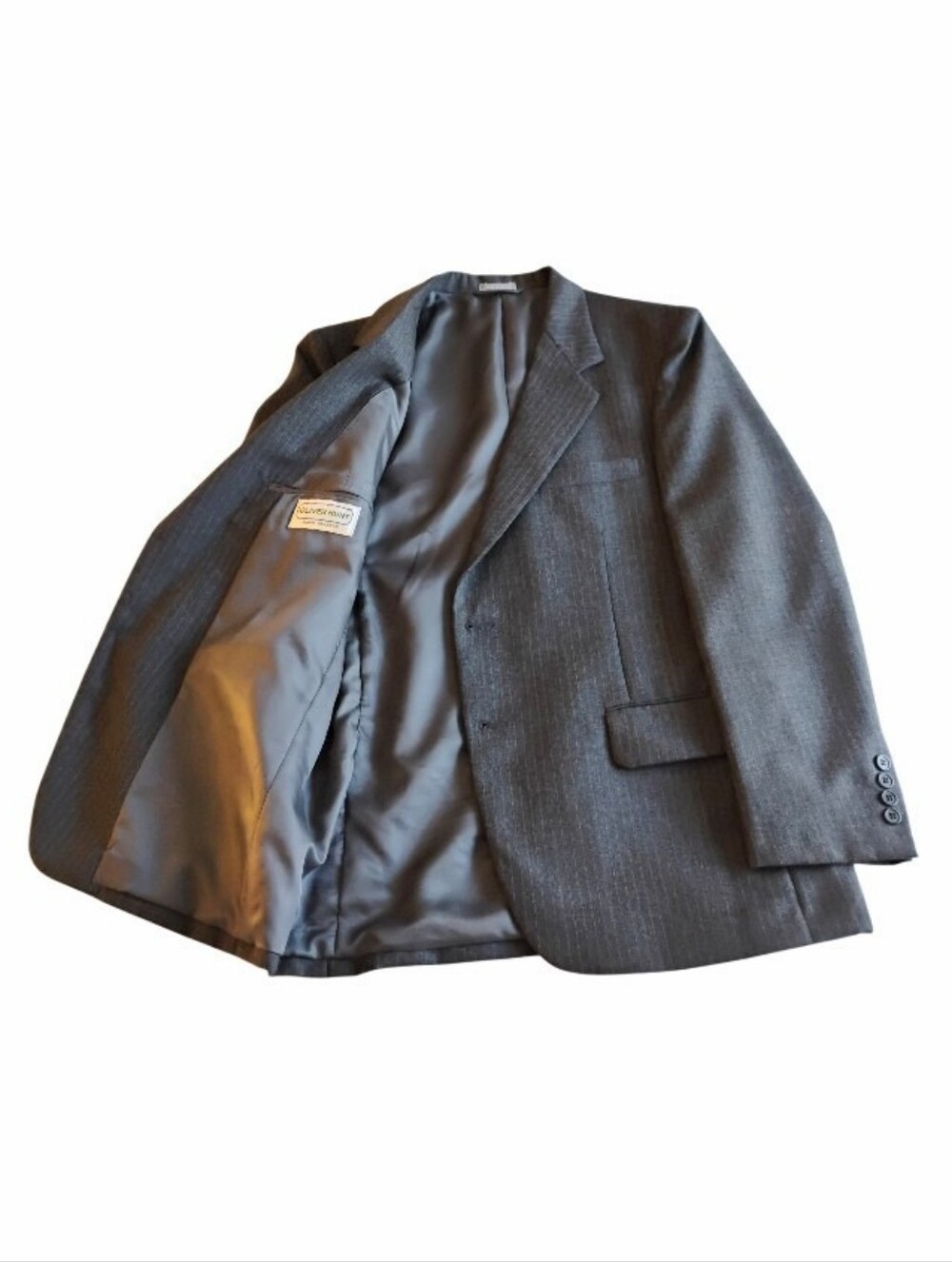 Vintage Pre-owned Oliver Hunt Hand Tailored Suit Charcoal Gray 38S 40S 28x30 - Picture 4 of 6